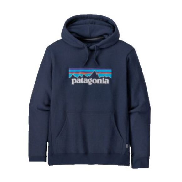 Patagonia P-6 Logo Uprisal Hoodie Sweatshirt Sz M Navy Blue Fitz Roy Thrashed - Picture 1 of 14
